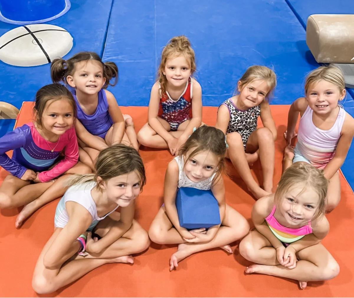 Kids having fun at gymnastics class