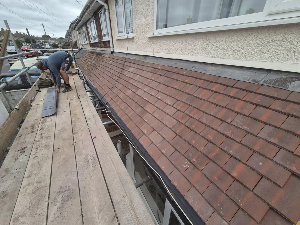 a roof with shingles