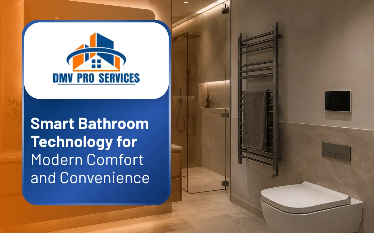 Smart bathroom technology in a modern bathroom design