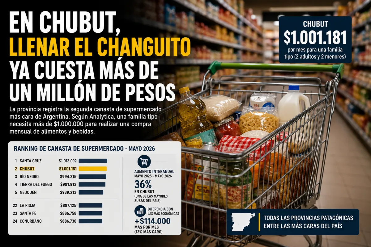 Llenar el carrito del Súper en Chubut ya cuesta más de un millón de pesos