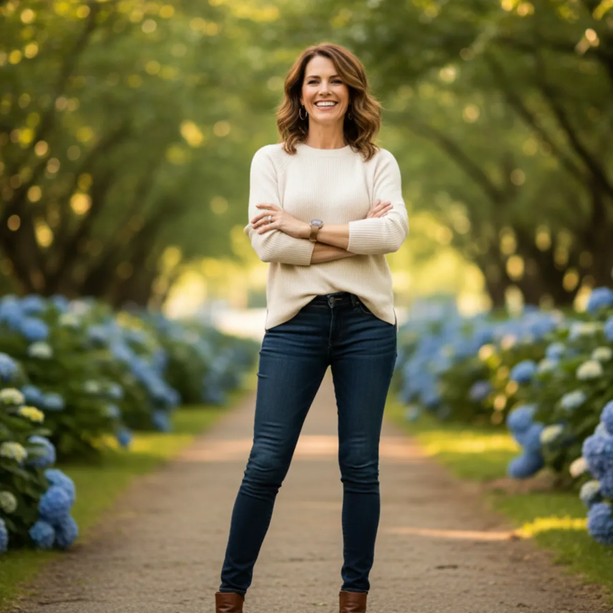 Woman celebrating her weight loss transformation with Reset Wellness Ideal Protein coaching support during her GLP-1 program