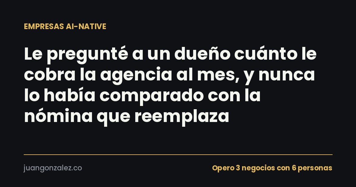 Le pregunté a un dueño cuánto le cobra la agencia al mes, y nunca lo había comparado con la nómina que reemplaza