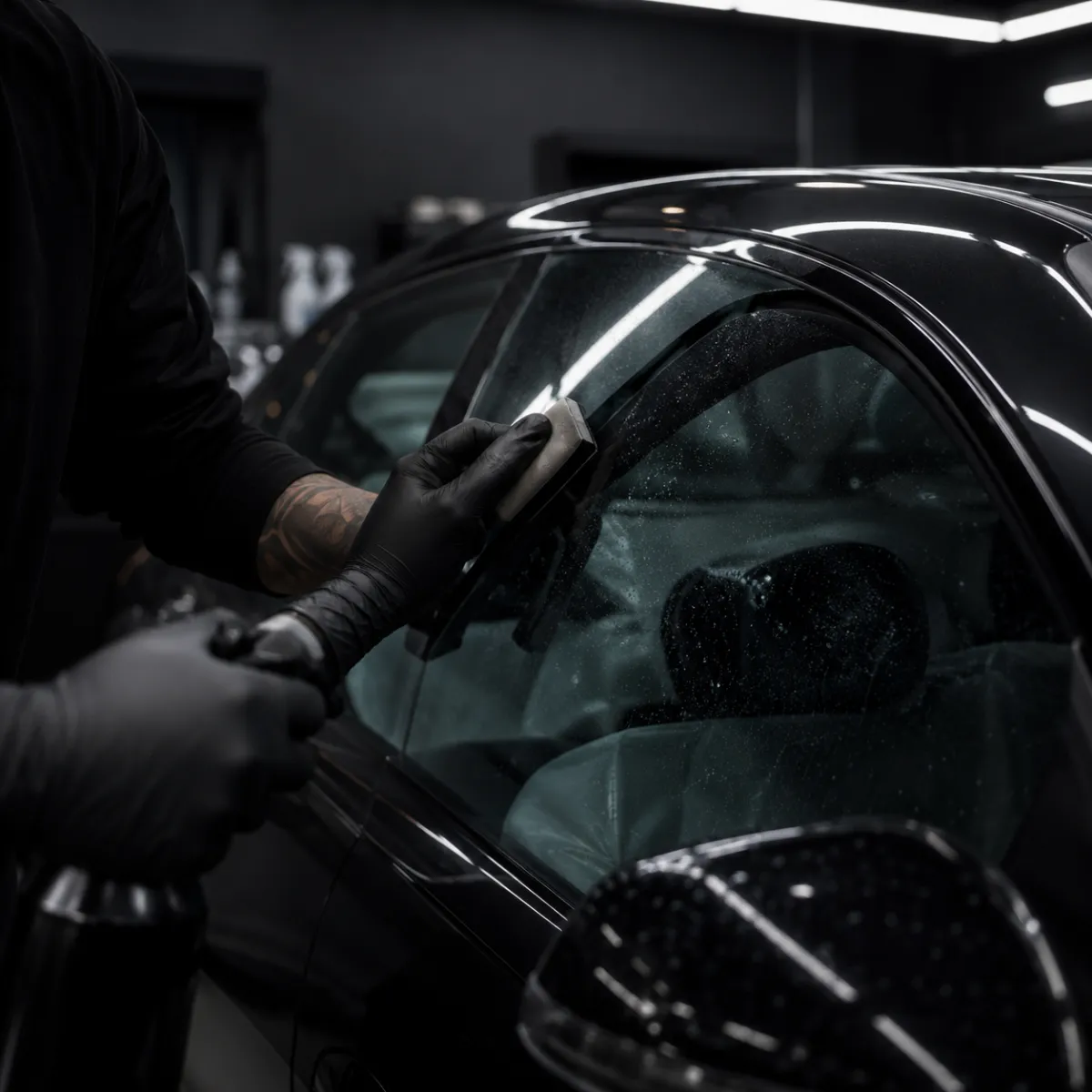 Preparing car window for tint installation