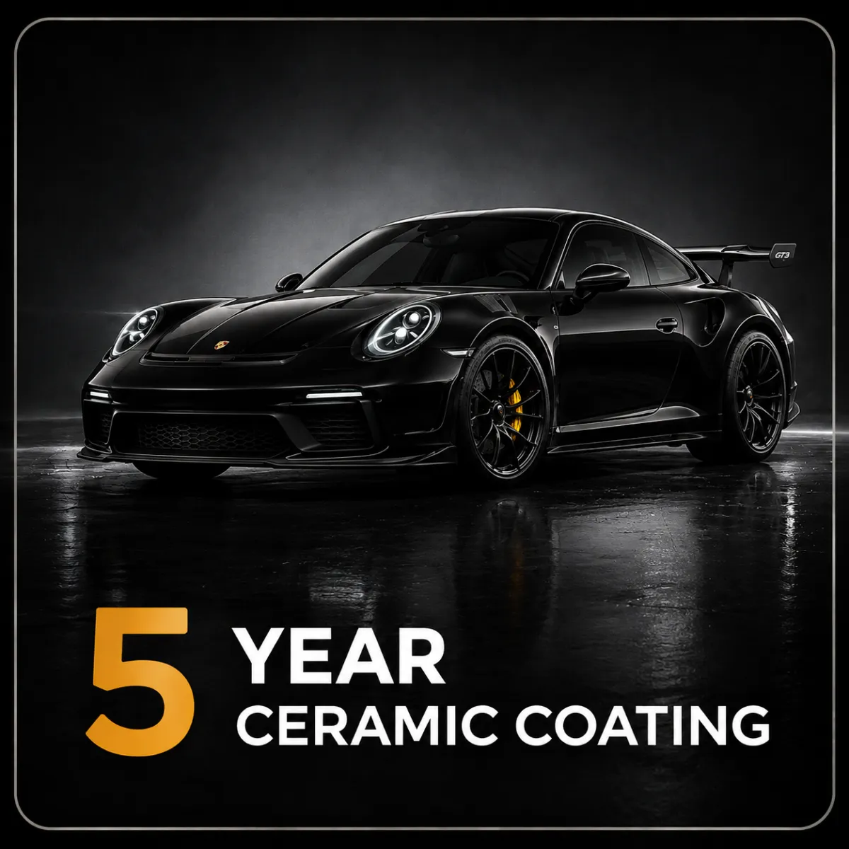 Black car with five-year ceramic coating protection