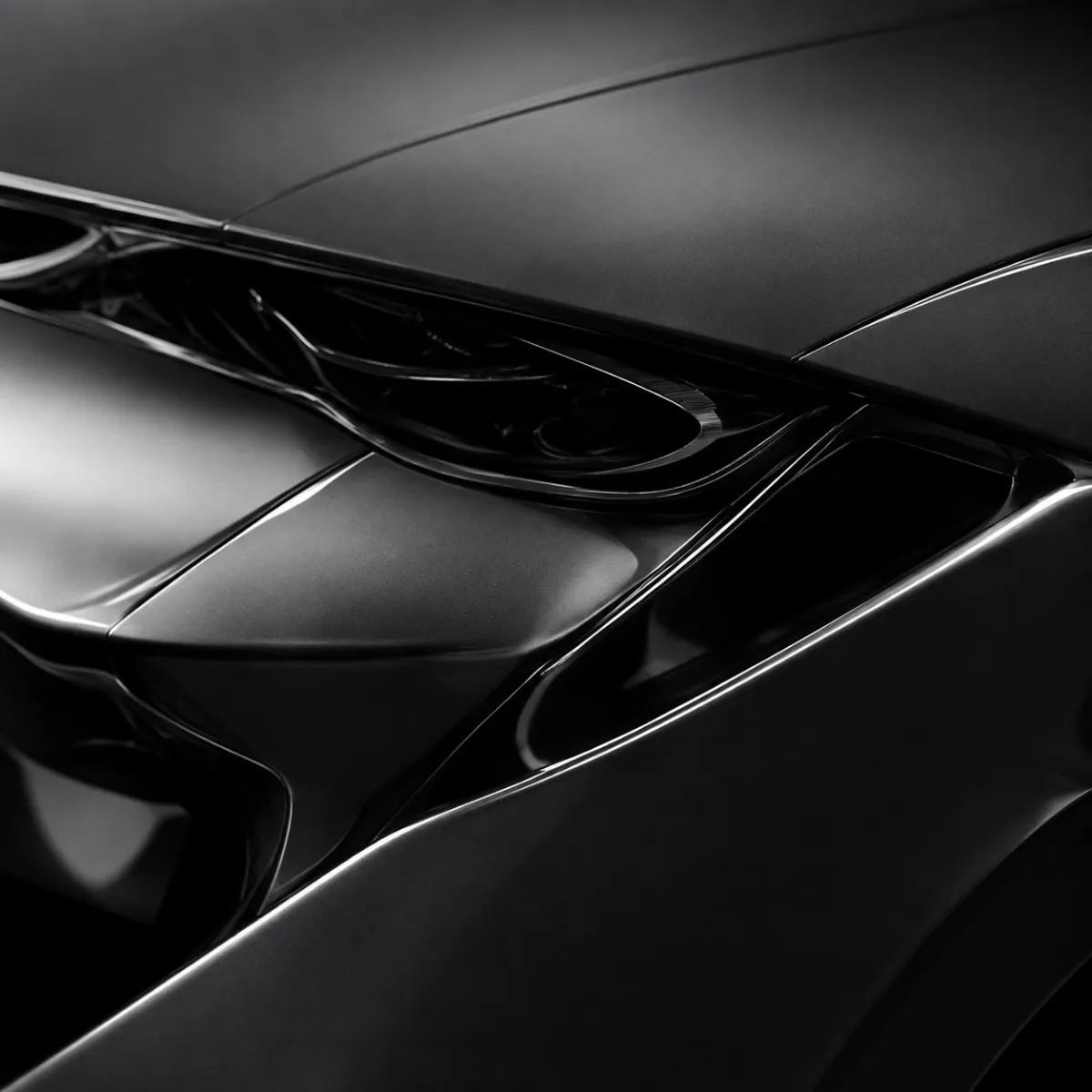 Black car with satin vinyl wrap