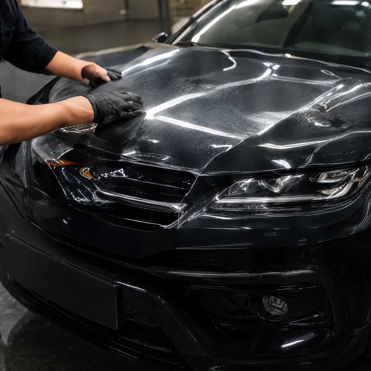 Paint protection film applied to vehicle exterior