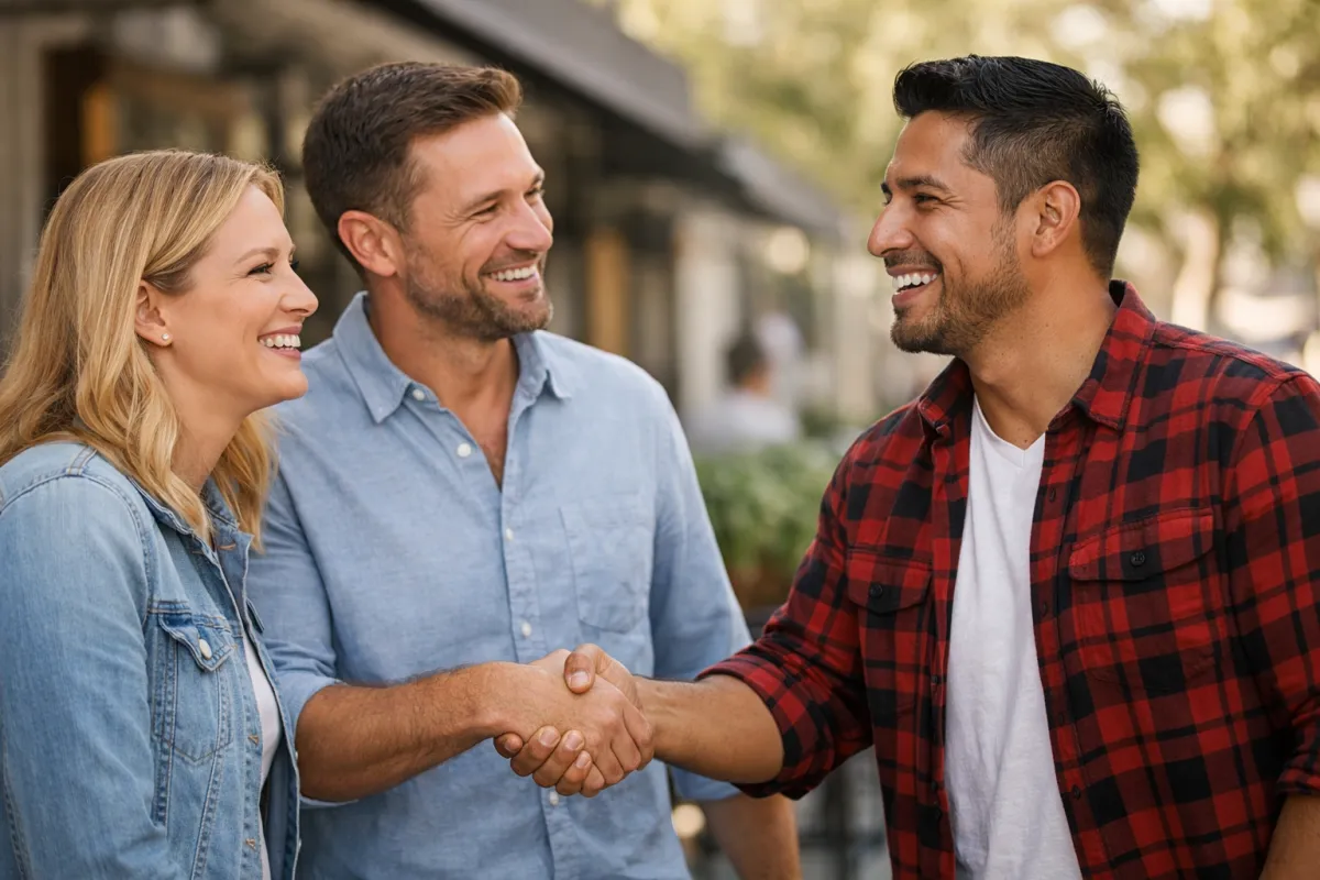 Un grupo diverso de adultos hispanos en un aula luminosa, colaborando en ejercicios de inglés con un instructor amable que los guía. El ambiente es moderno, con luz natural y materiales educativos visibles, transmitiendo un entorno de aprendizaje práctico y de apoyo.