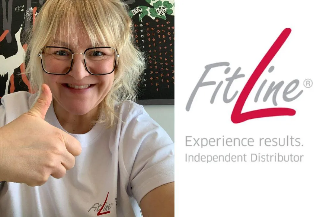 Johanna och logotypern för FitLine Oberoende distributör.