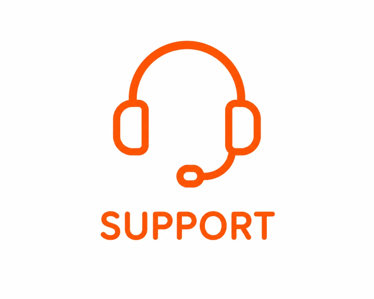 Orange icon of a headset.