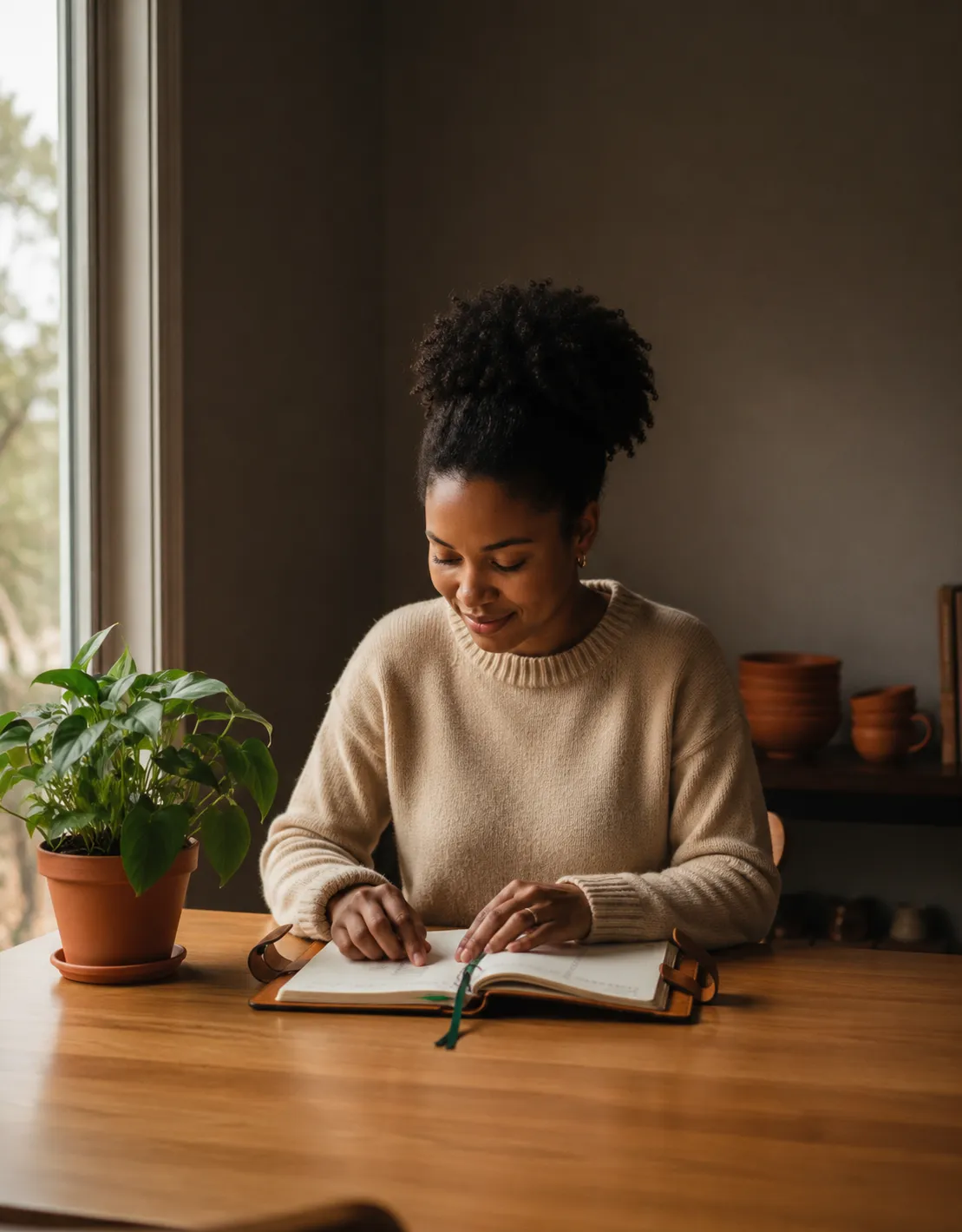 A mother reviewing a financial plan