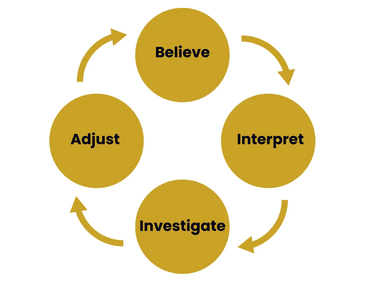 Raidho Framework: Believe --> Interpret --> Investigate --> Adjust --> Believe