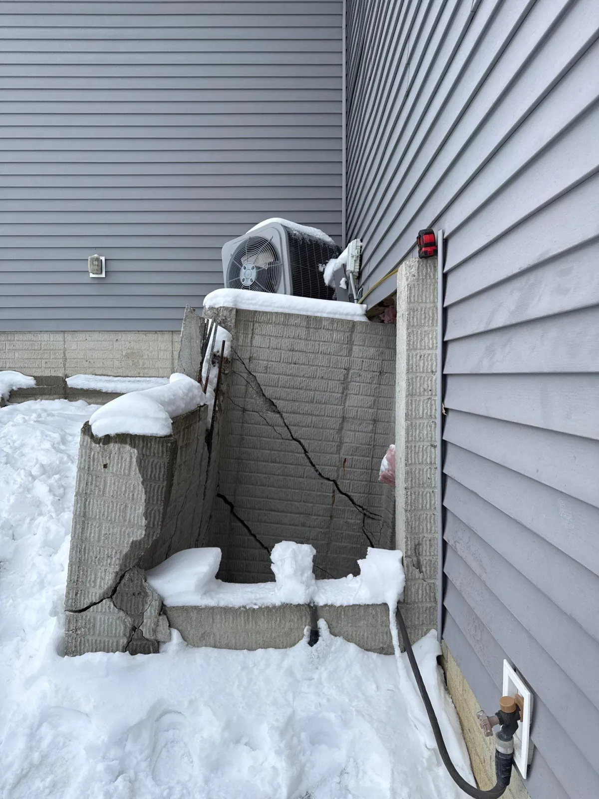 extensive damage from vehicle impact