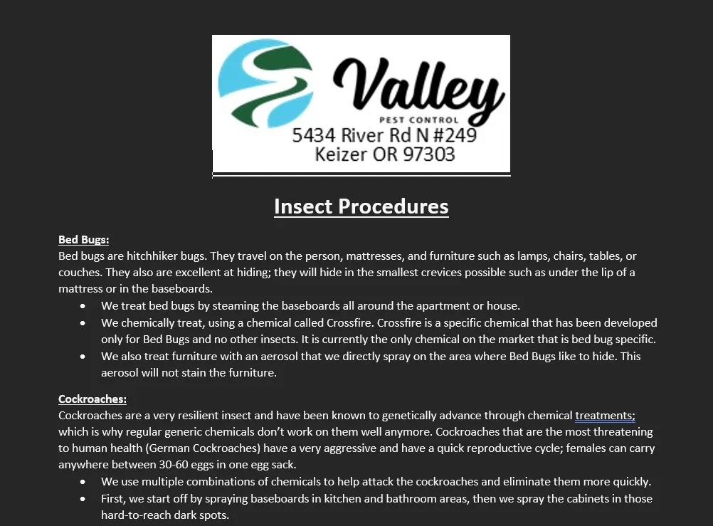 Insect Procedures for Property Management