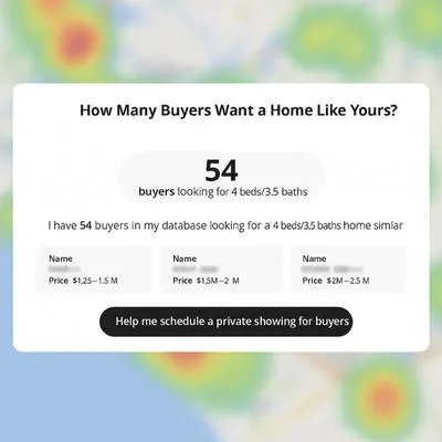 Sample heatmap of buyers searching for Riverside County homes by bed/bath size