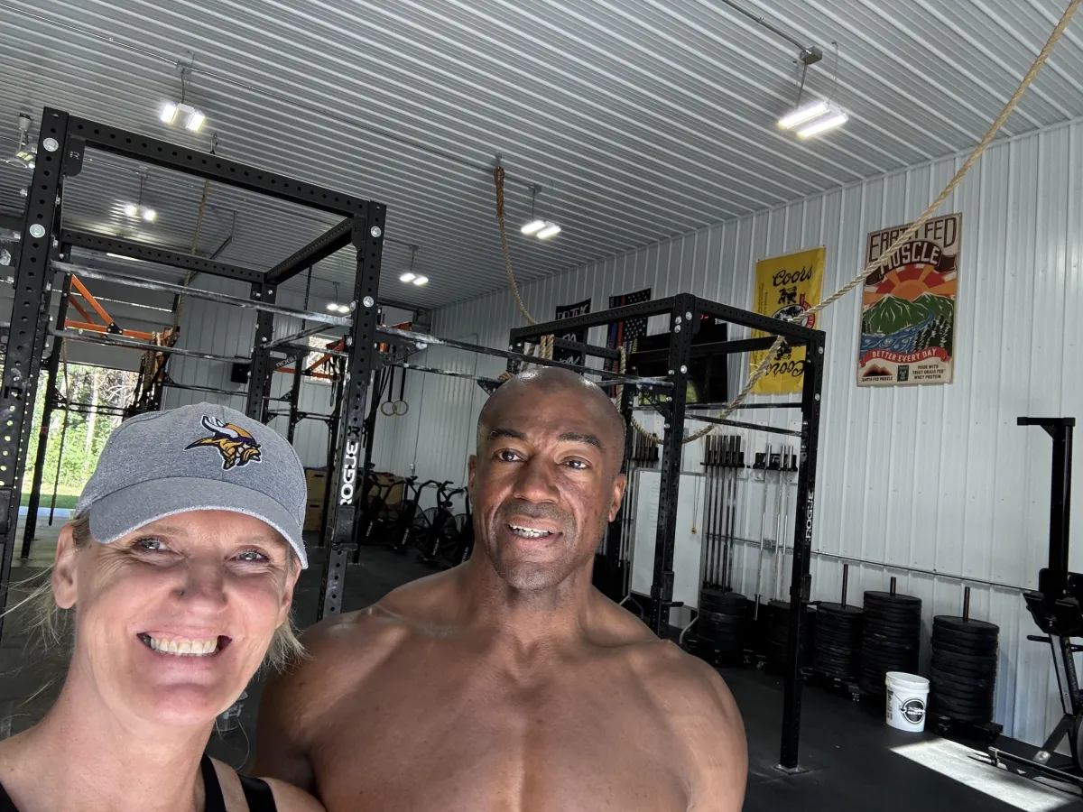 Dr. Carlson & Handsome Hubby Eric training at Teho Fitness in Perham, MN. 