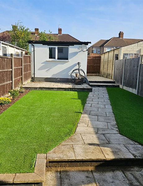 Tidy garden in West London with new artificial grass