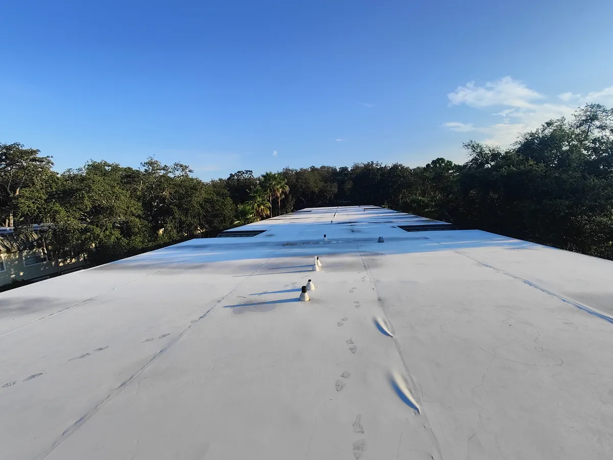 Clogged commercial roof drain cleared by Trufam