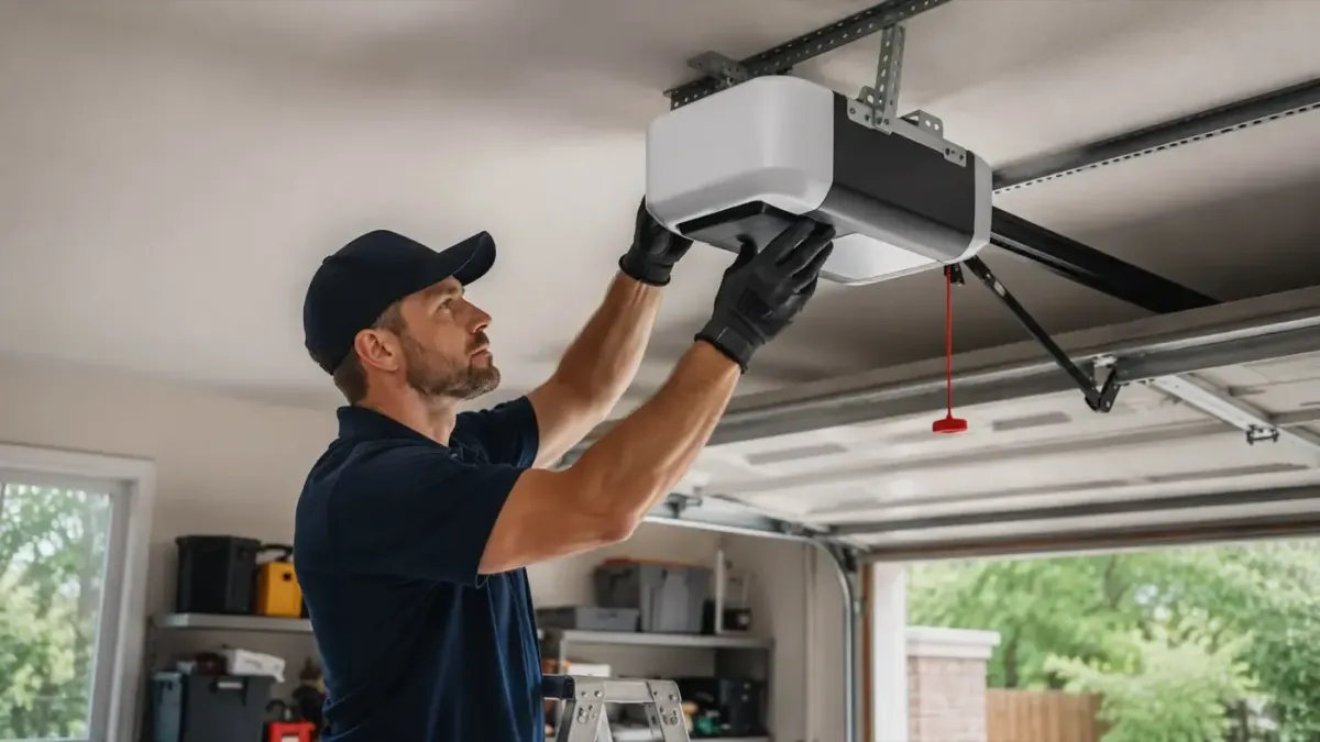 Replace an old garage door opener or intstall a new garage door opener on to a manual door.