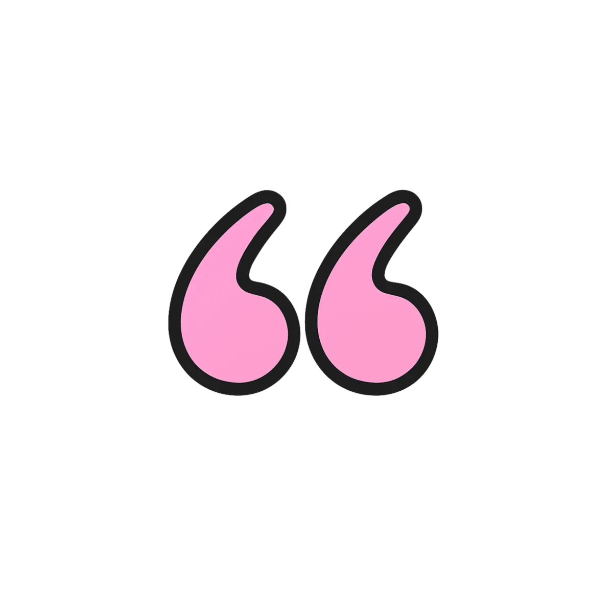 Two large pink Sheldon Social opening quotation marks with a black outline.