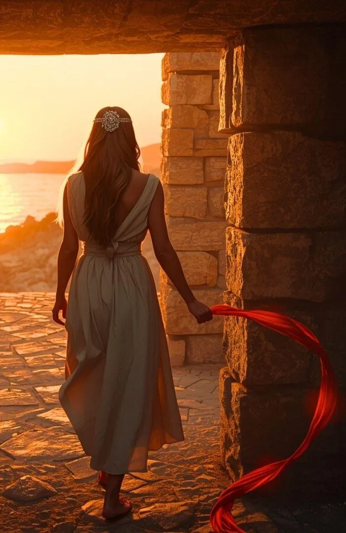 Ariadne mit dem Faden im Labyrinth