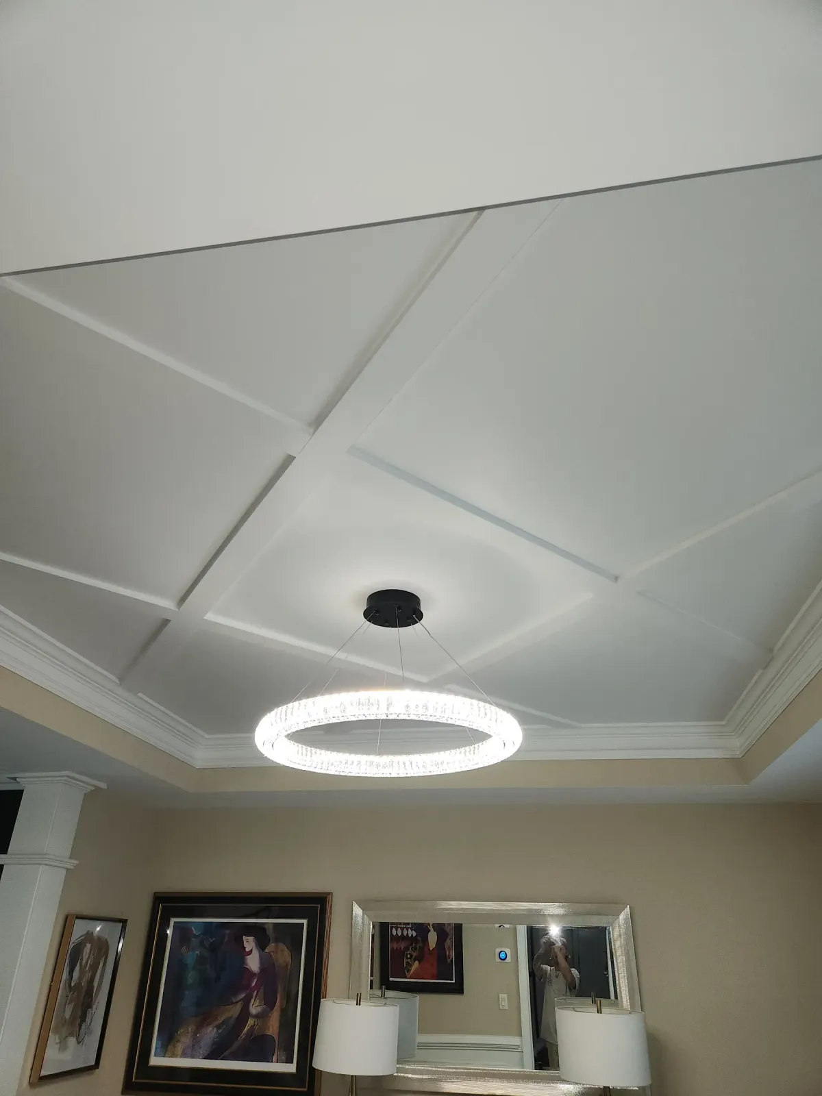 Coffered ceiling detail. Consistent reveals and tight miters overhead
