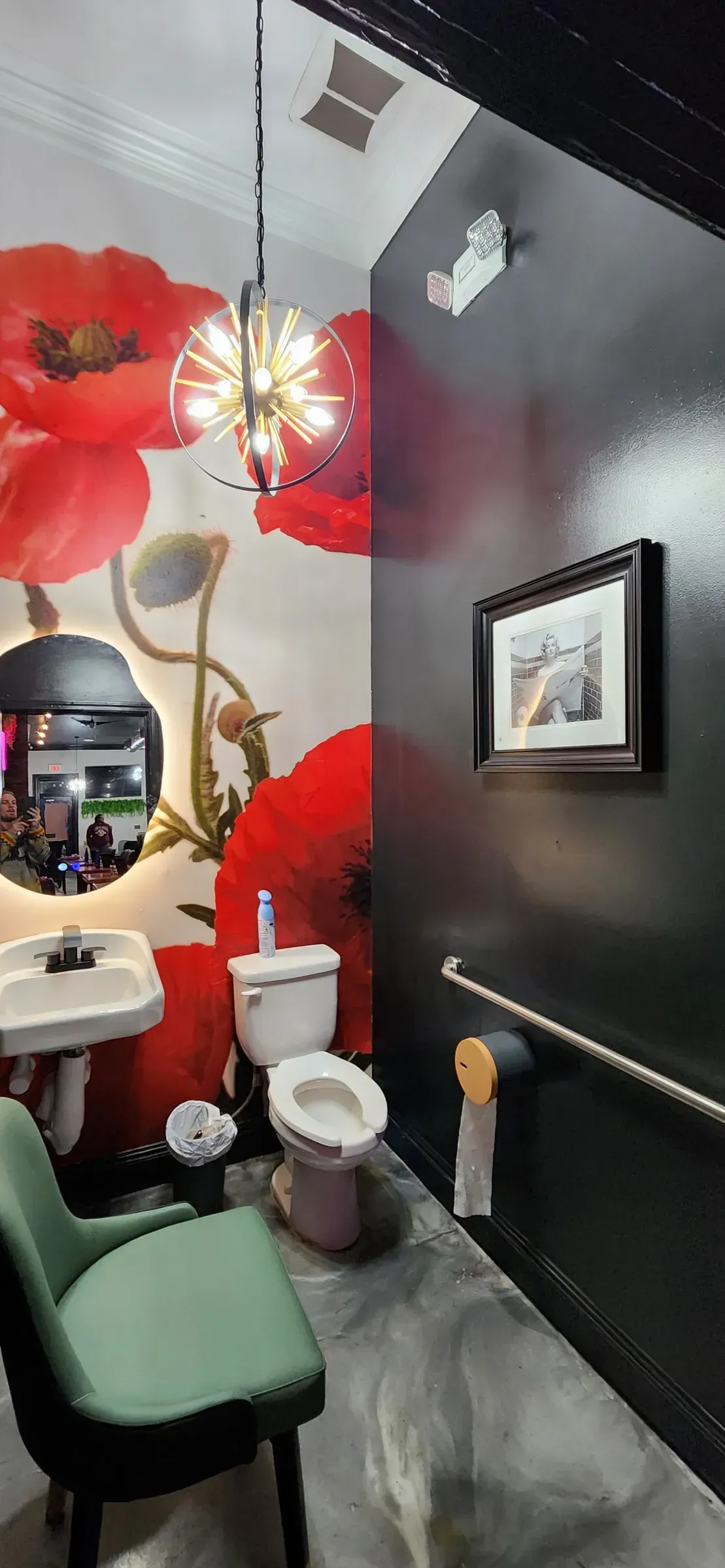 Restroom, poppy mural. Commercial restrooms people actually mention