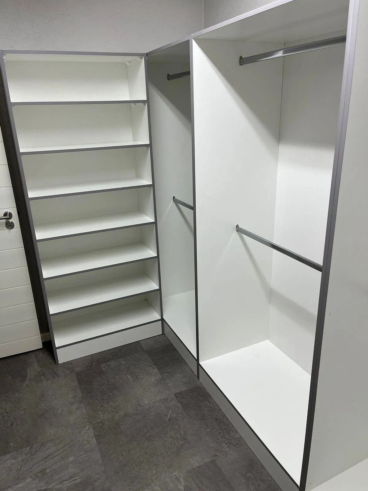 DIY bedroom cupboard with minimalist shelving