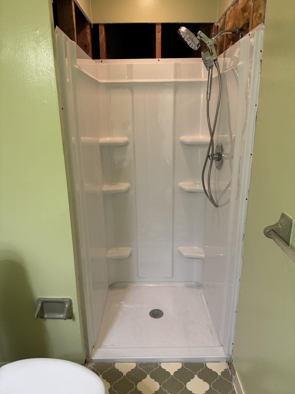 Shower insert installation for bathroom remodeling