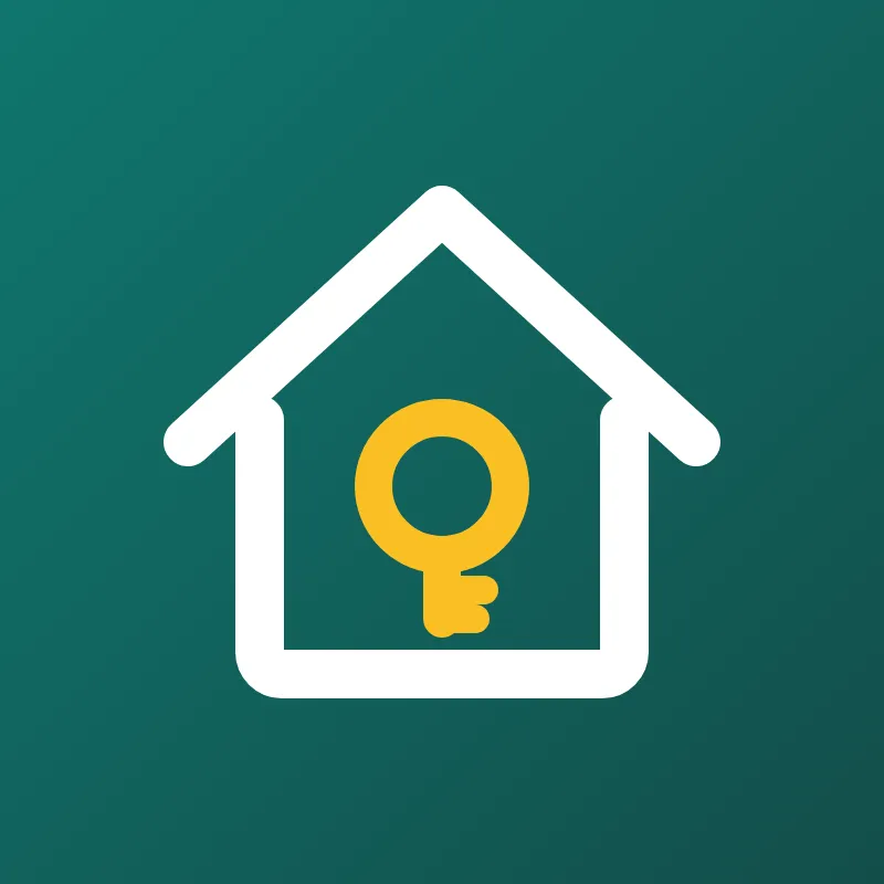 Host From Zero logo: a white home outline and gold key on teal.