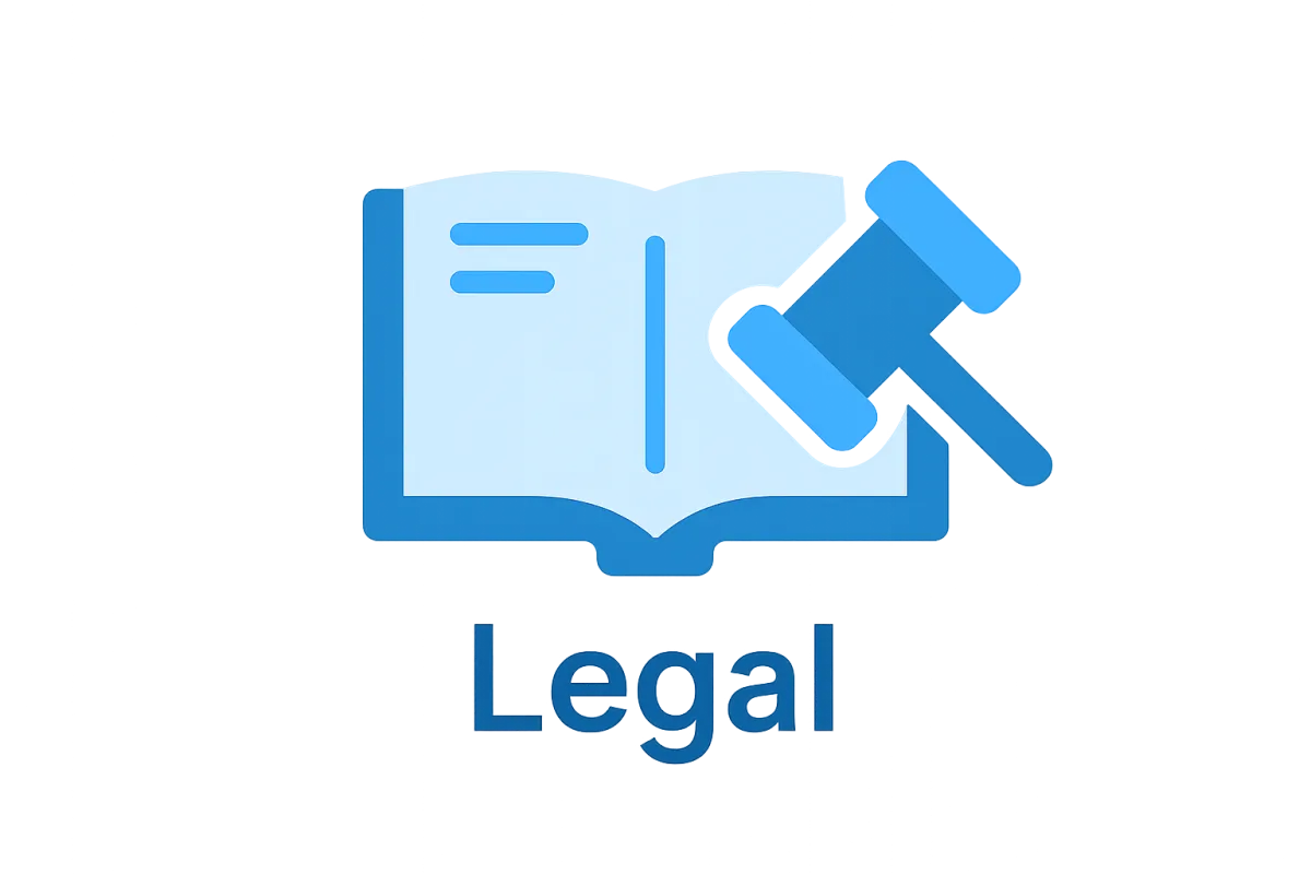 lat-style Legal icon featuring an open book with a gavel overlay, in blue tones, labeled ‘Legal’