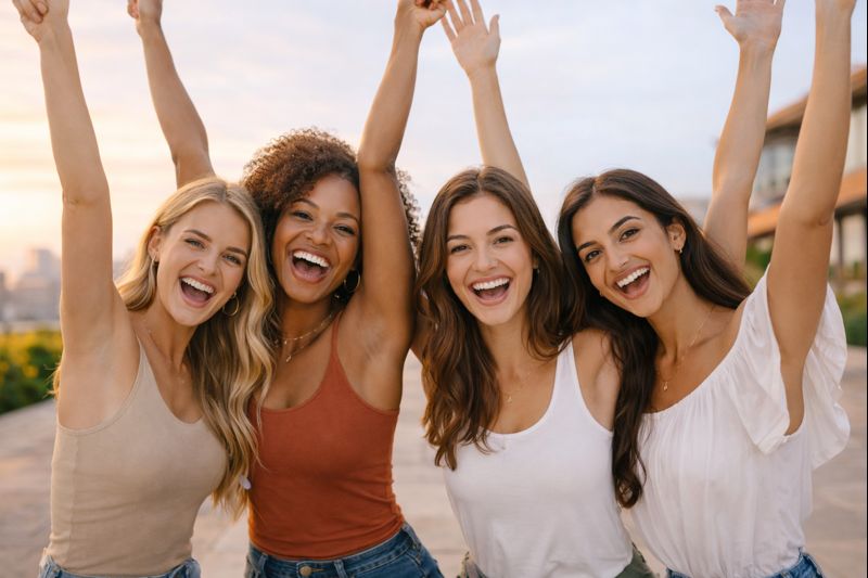 A serene, modern family of four—parents and two children—sitting together on a light wooden floor, surrounded by soft natural light, practicing gentle breathing exercises in a minimalist living room. The scene radiates calm, unity, and holistic well-being.