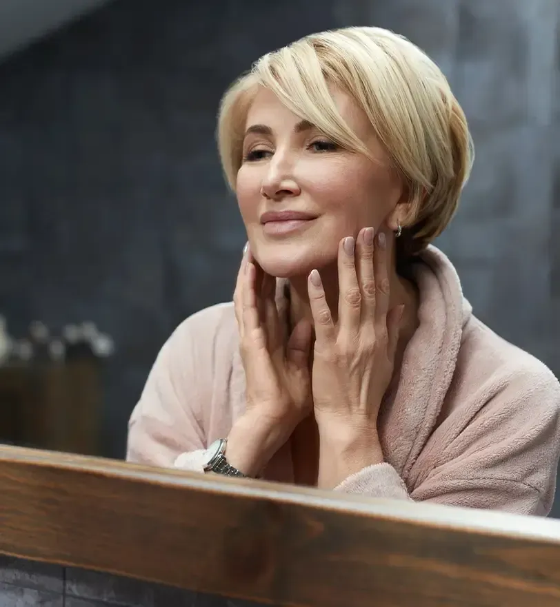 person in white dress shirt wearing green and white hat