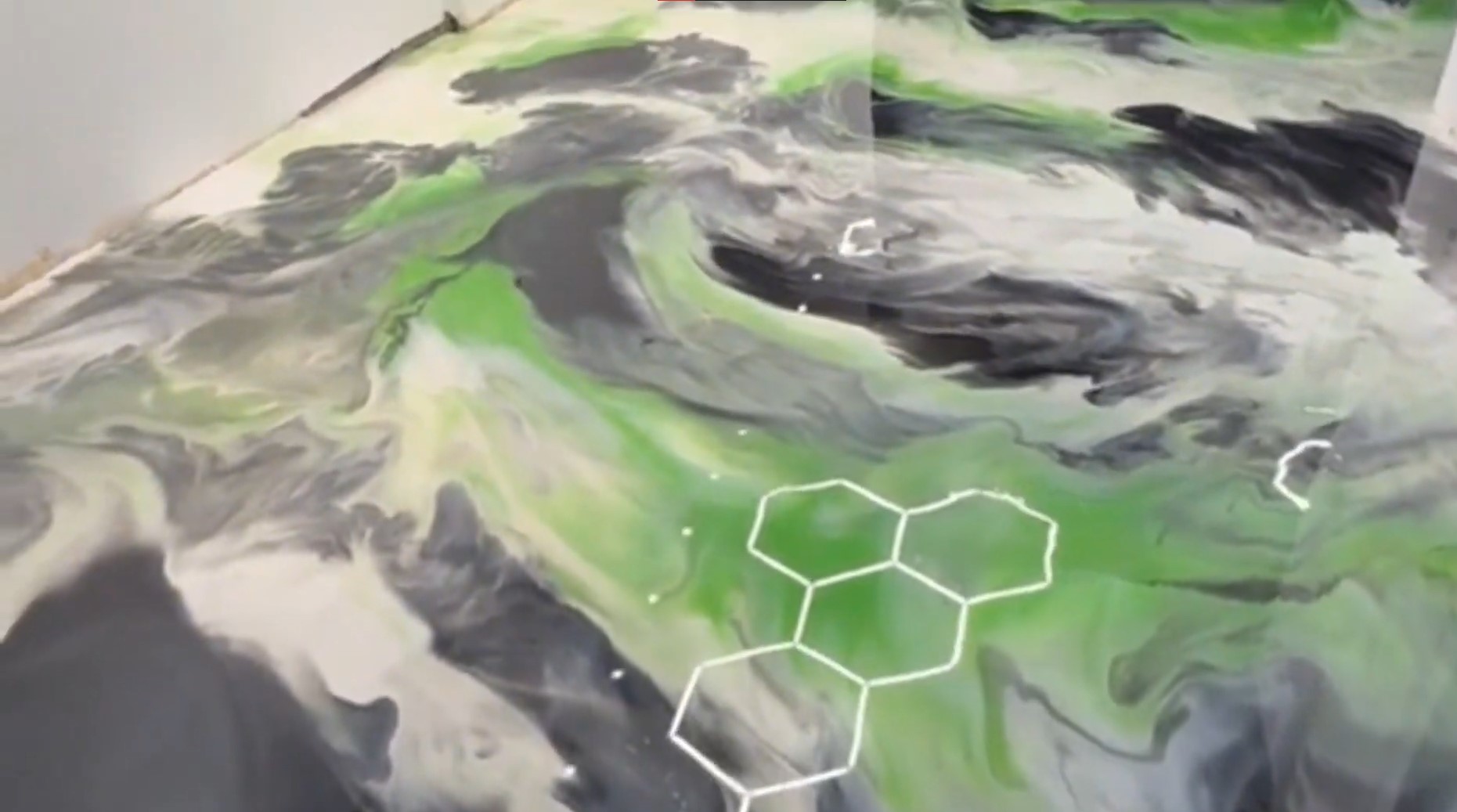 green white and black metallic epoxy flooring