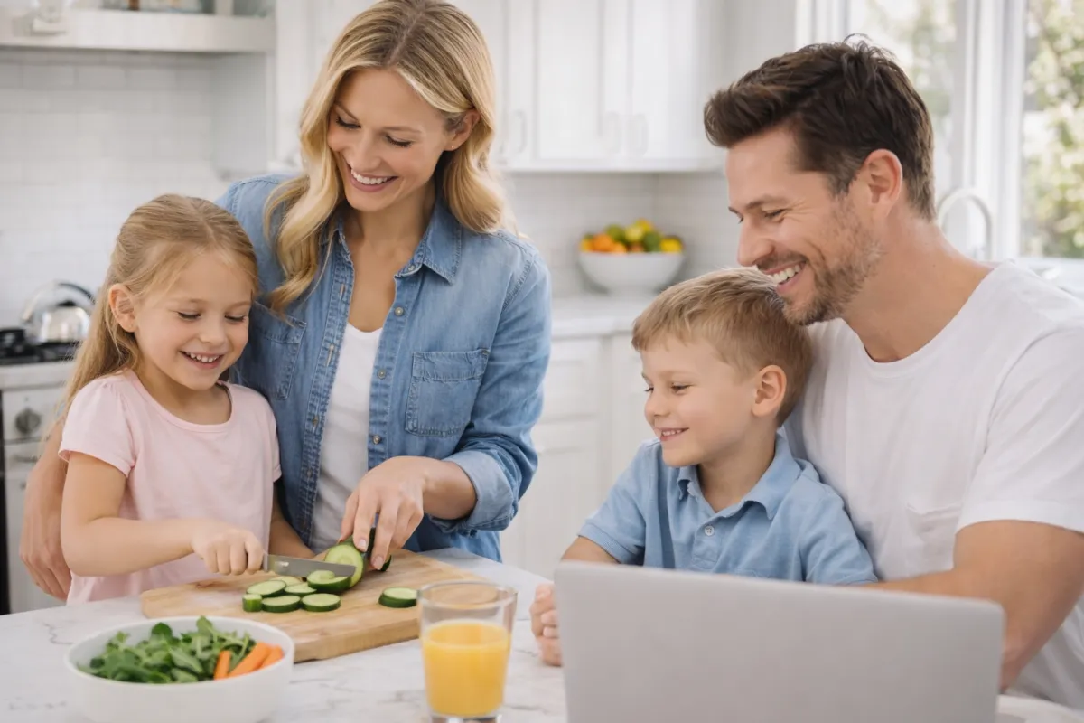 Calm kitchen counter with fresh ingredients for a 14 day cleanse