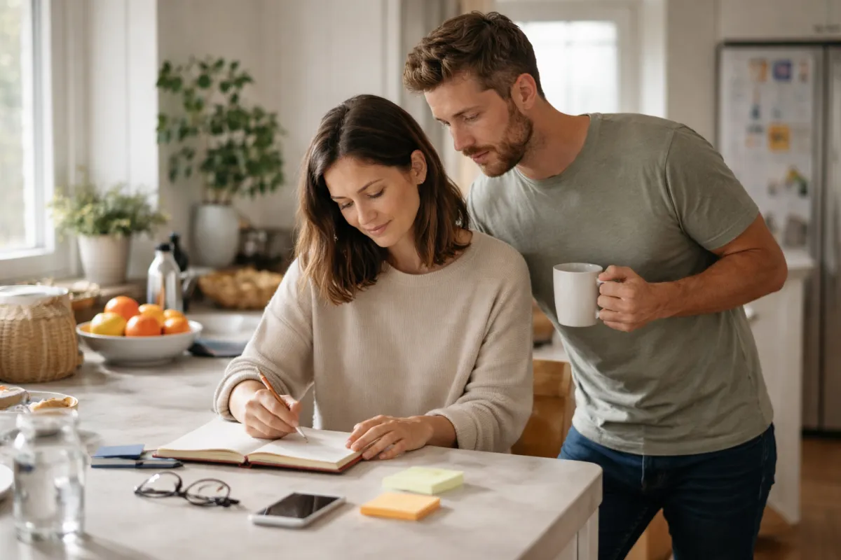 Calm morning routine in a real kitchen with soft natural light