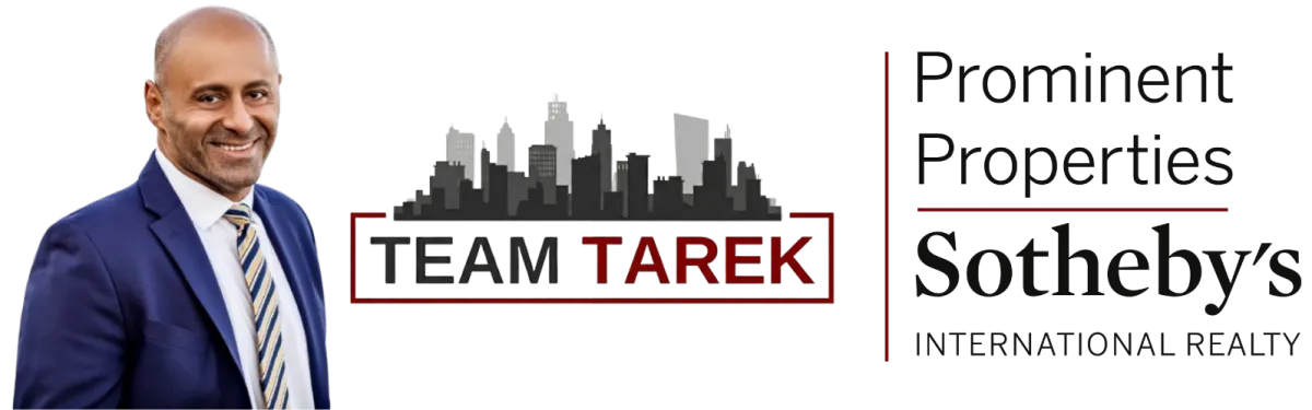 Tarek Hassieb smiling in a blue suit, promoting "Team Tarek Sells Homes" alongside the Liberty Realty logo, emphasizing local real estate expertise in Hoboken, NJ.