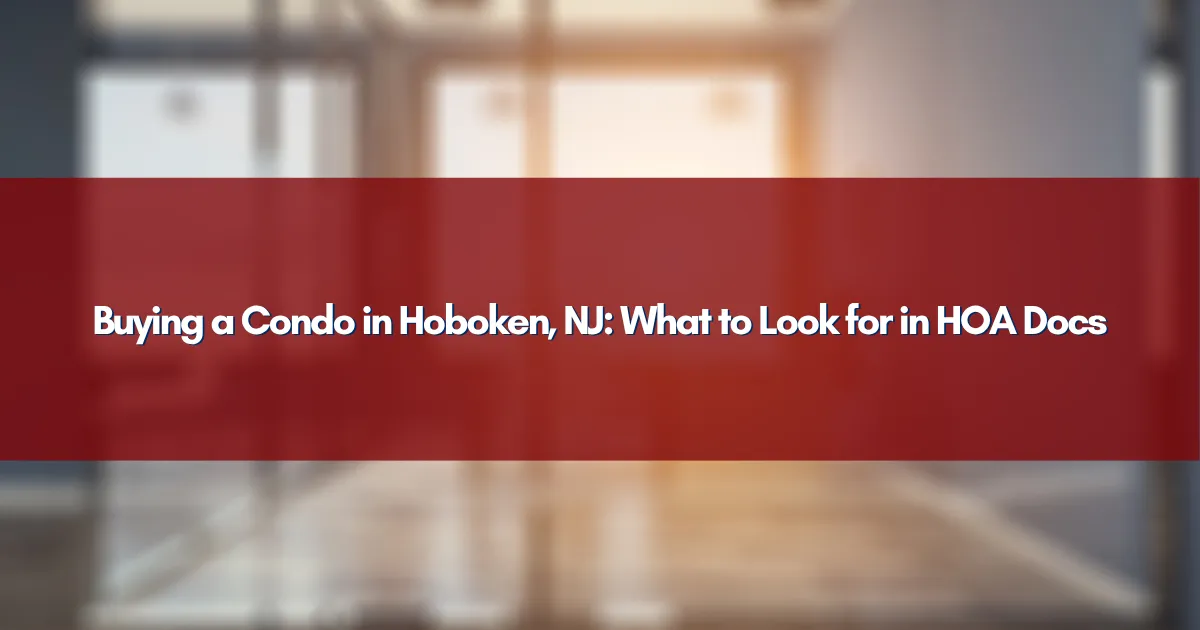 A person reviewing legal documents on a tablet with a view of a Hoboken street through the window.