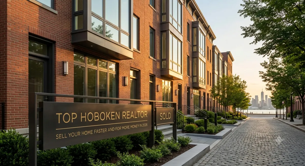 Modern homes in Hoboken, NJ with a sold sign, representing expert real estate marketing and home selling strategies for homeowners in North Jersey.