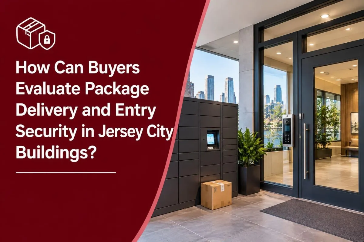 Jersey City building entrance and package delivery area