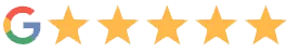 Google five-star rating badge showcasing top-tier customer satisfaction and trusted service reputation, ideal for business profiles and review highlights.
