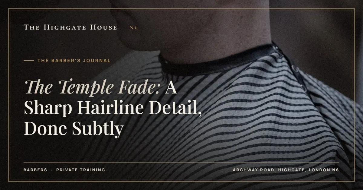 The Temple Fade: A Sharp Hairline Detail, Done Subtly - The Barber's Journal, The Highgate House, Highgate N6