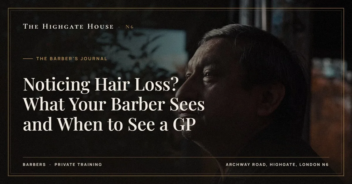 Noticing Hair Loss? What Your Barber Sees and When to See a GP - The Barber's Journal, The Highgate House, Highgate N6