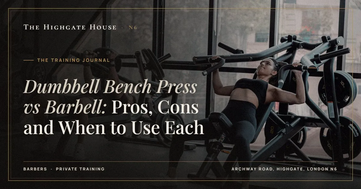 Dumbbell Bench Press vs Barbell: Pros, Cons and When to Use Each - The Training Journal, The Highgate House, Highgate N6