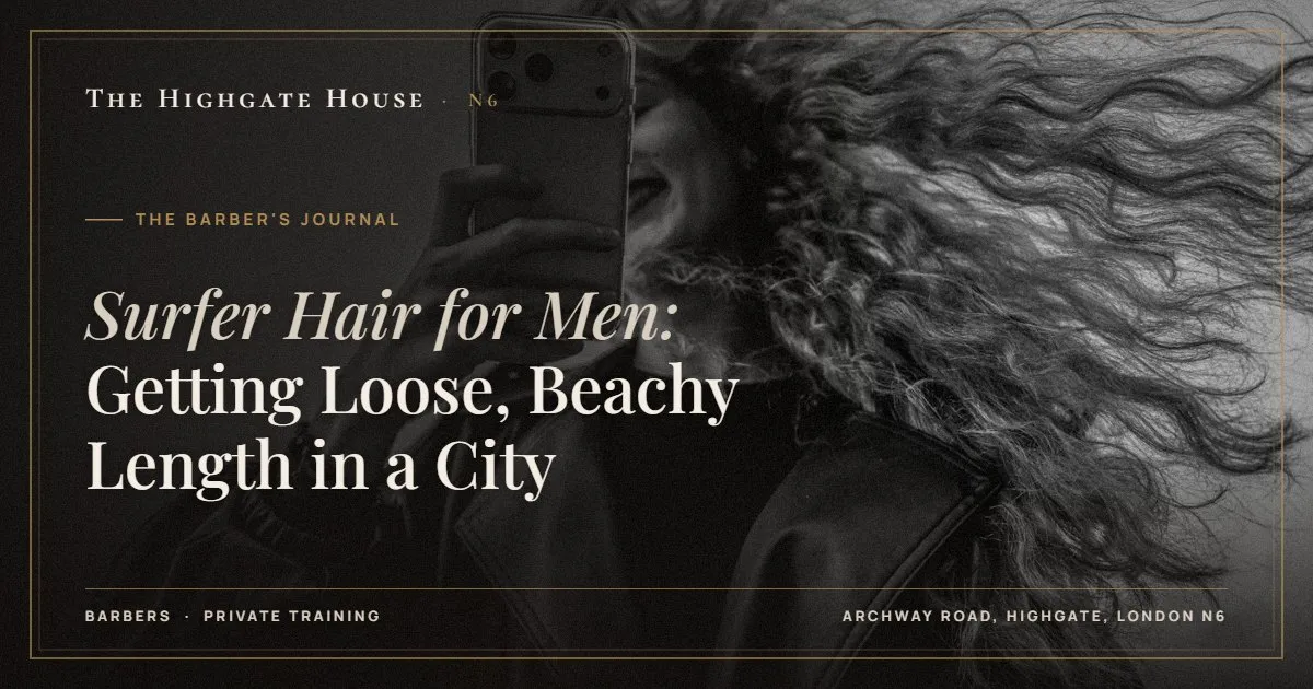Surfer Hair for Men: Getting Loose, Beachy Length in a City - The Barber's Journal, The Highgate House, Highgate N6