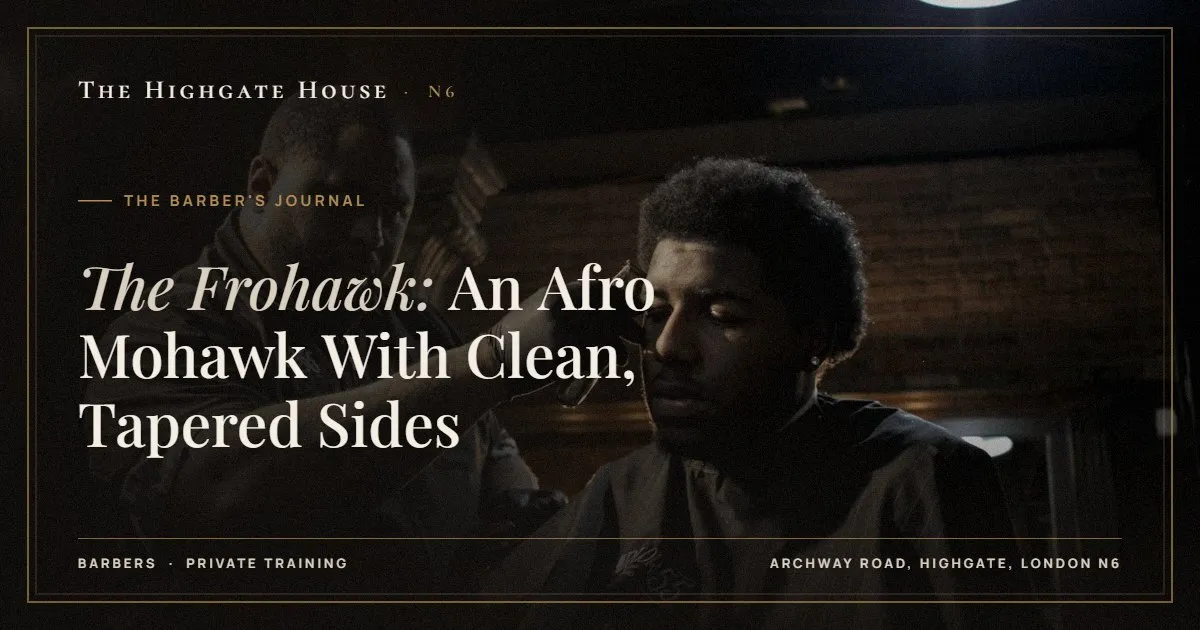 The Frohawk: An Afro Mohawk With Clean, Tapered Sides - The Barber's Journal, The Highgate House, Highgate N6