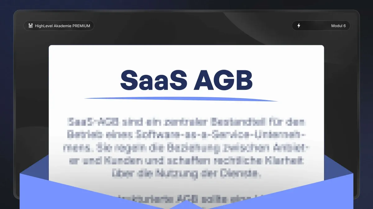 Anwaltlich erstellte SaaS-AGB Vorlage für GoHighLevel Software-as-a-Service Anbieter