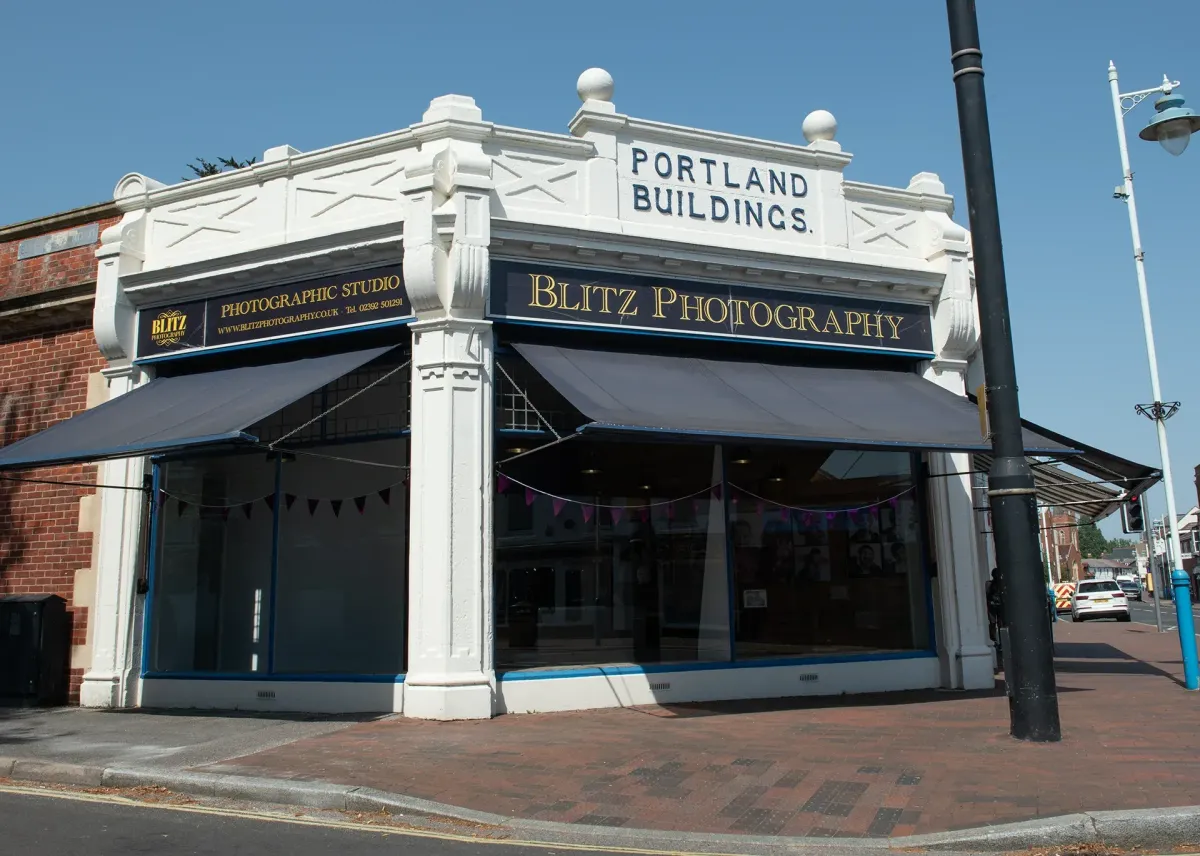 Exterior of the Boudoir by Blitz photography studio in Portland Buildings, Gosport, Hampshire.