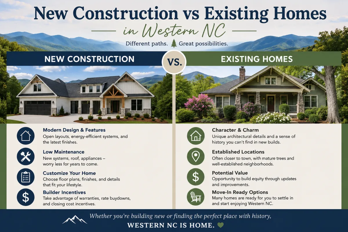 New construction vs existing homes in Western North Carolina real estate comparison