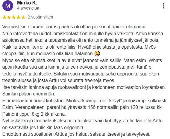 Personal Traner Arttu Pakkanen Espoo  - Mrko