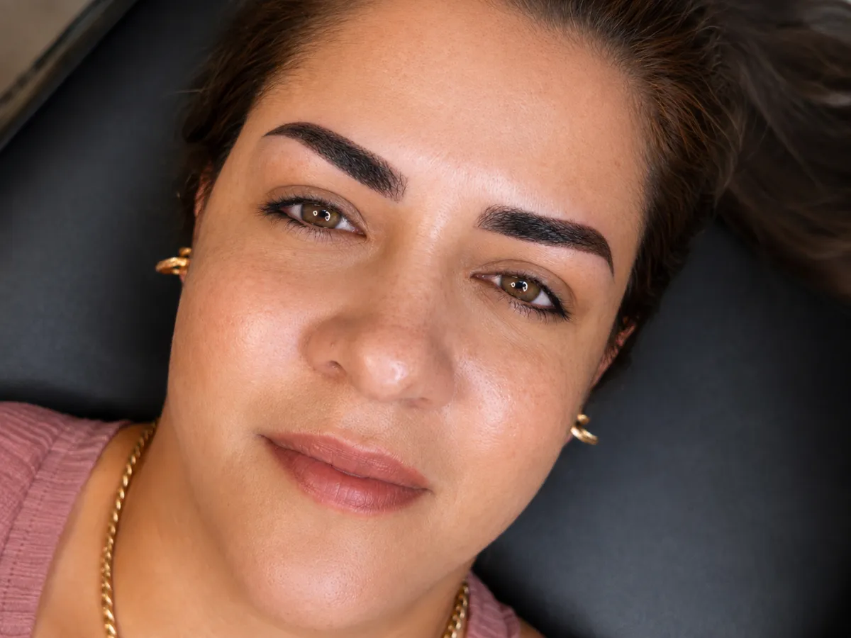 Permanent makeup brow cover-up and correction result by Cristal Torres Brows in Las Vegas